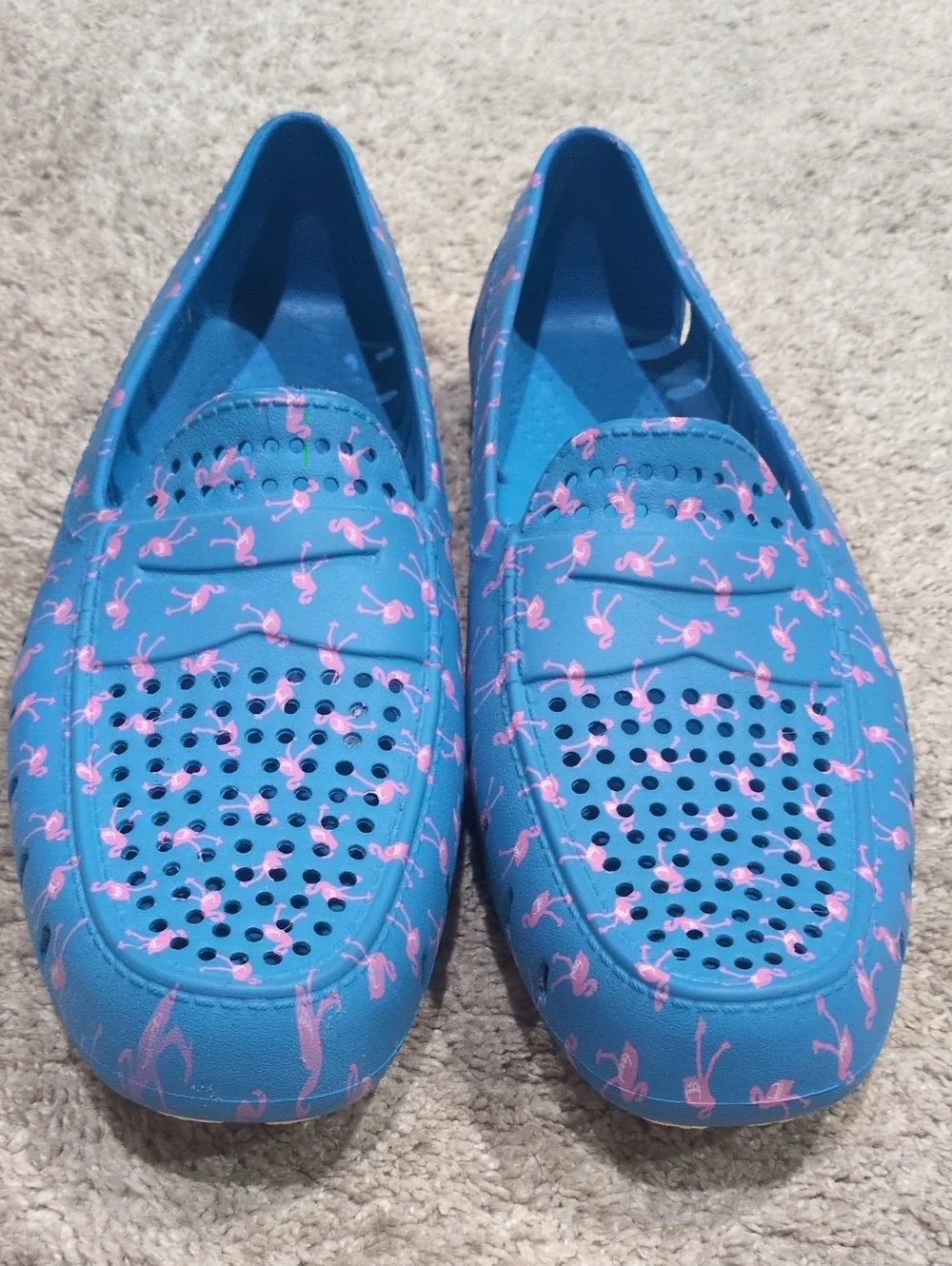 Never Worn Men's Floafers: Blue & Pink Flamingo-Print